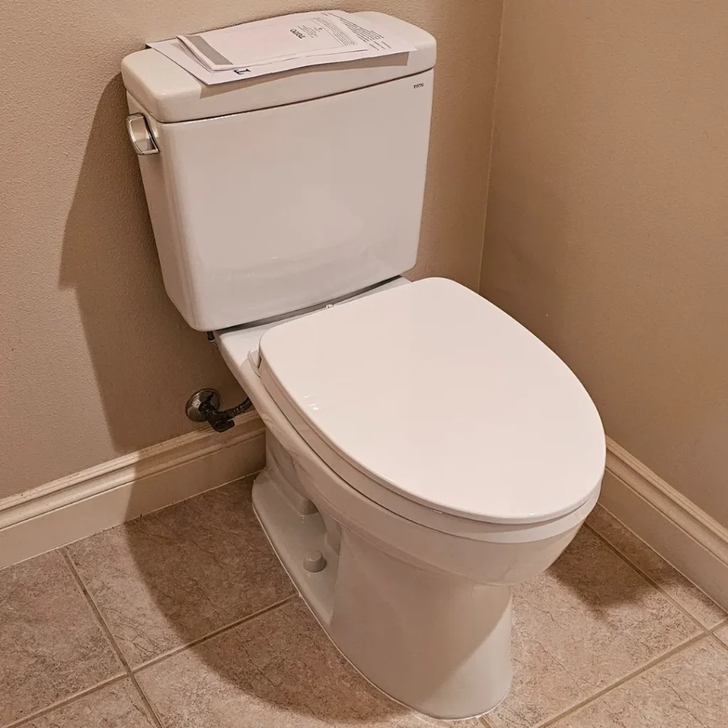 White toilet in a bathroom