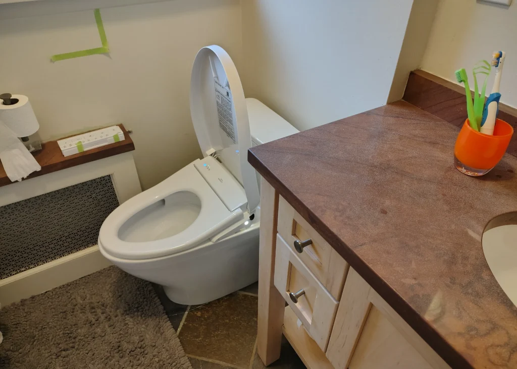 Modern bathroom with bidet toilet