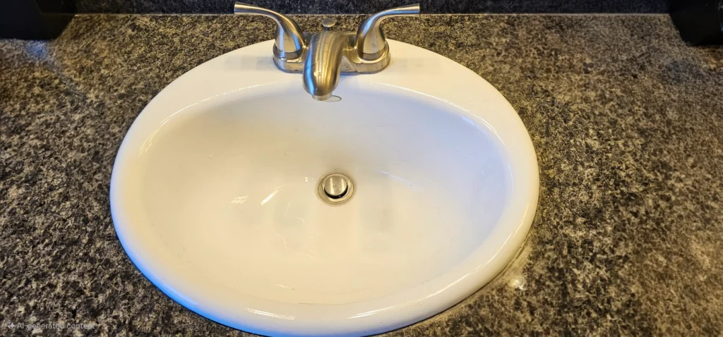 White sink with silver faucet