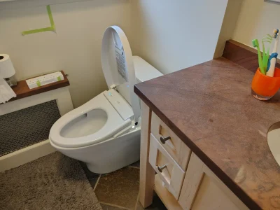 Modern bathroom with bidet toilet