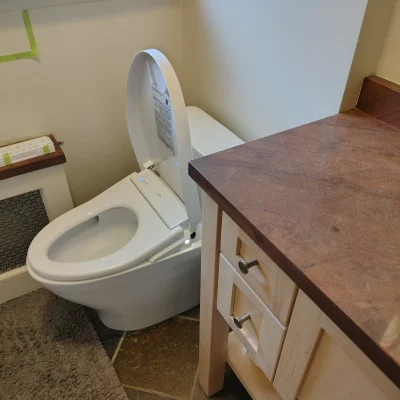 Modern bathroom with bidet toilet